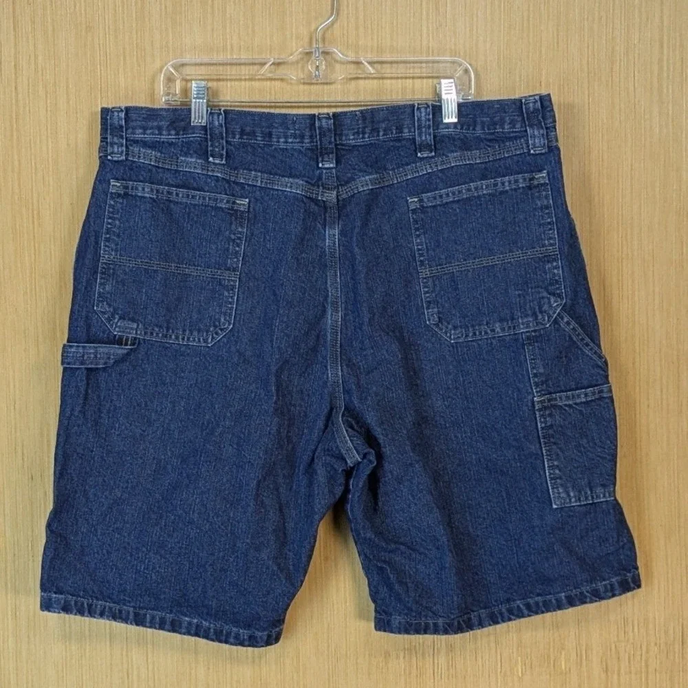 Wrangler‎ Authentics Shorts Mens 42 Blue Denim Carpenter Dark Wash Utility Retro